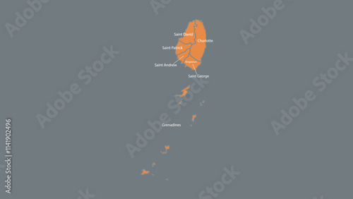 Modern Map of Saint Vincent and the Grenadines with Interactive Features, Flat design Saint Vincent and the Grenadines outline map.