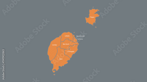 Modern Map of Sao Tome and Principe with Interactive Features, Flat design Sao Tome and Principe outline map.
