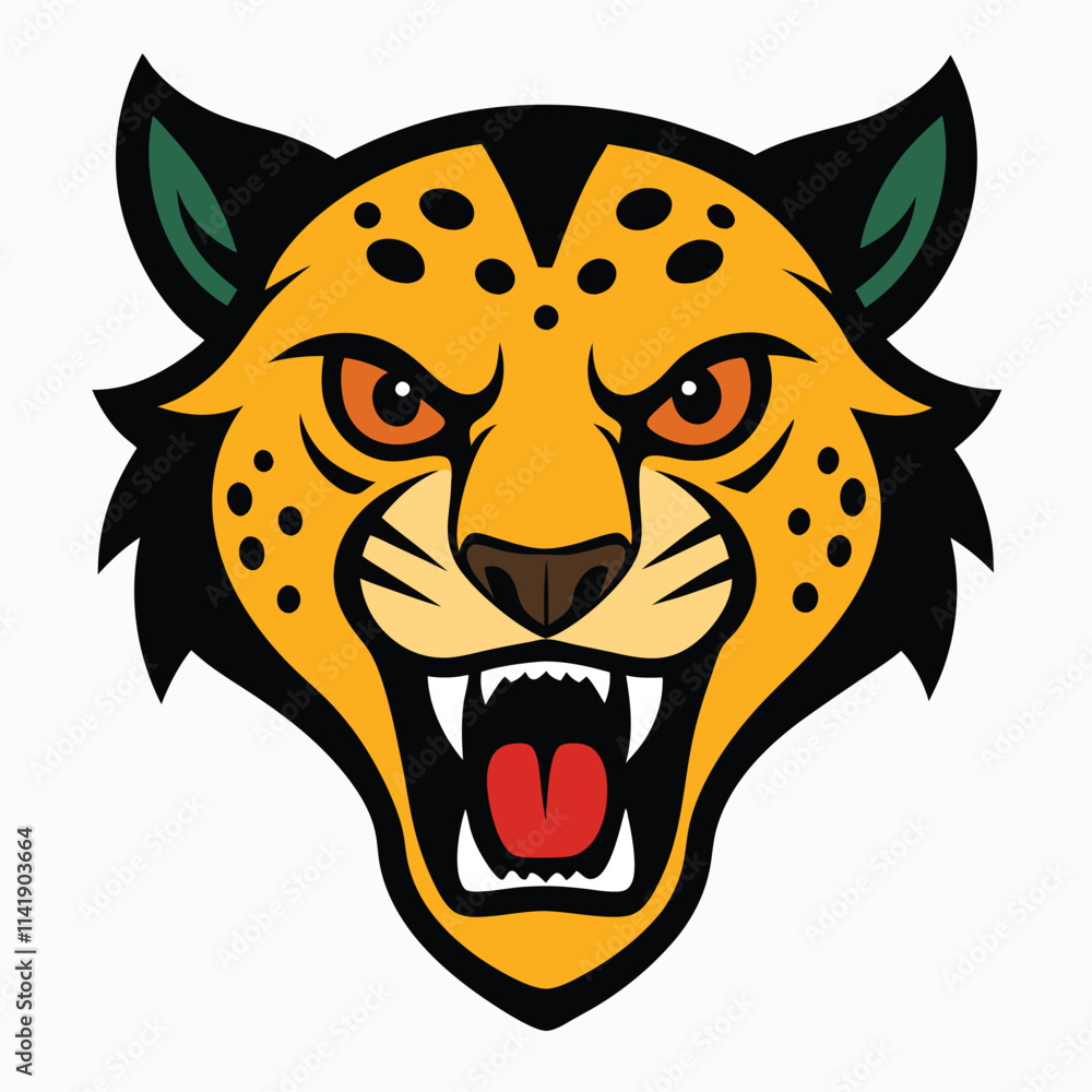 Fierce Leopard Face With Intense Expression Fierce Leopard Face With Intense Expression