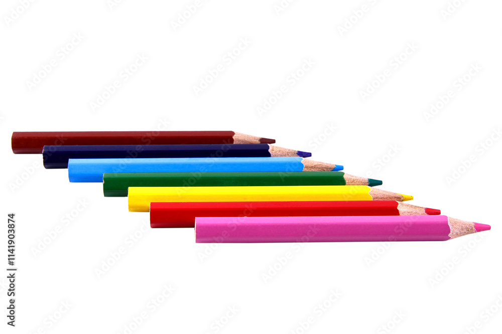 color pencils isolated on white background. PNG file. transparent background color pencils isolated on white background. PNG file. transparent background