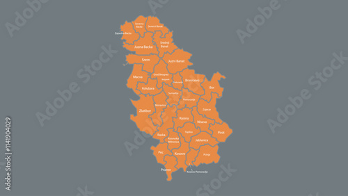 Modern Map of Serbia with Interactive Features, Flat design Serbia outline map.