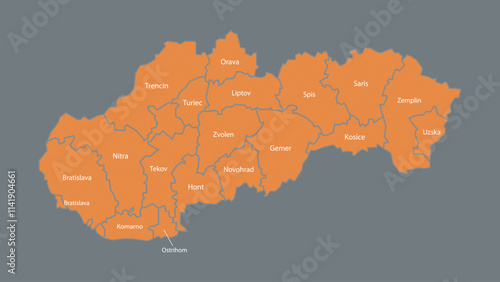 Modern Map of Slovakia with Interactive Features, Flat design Slovakia outline map.