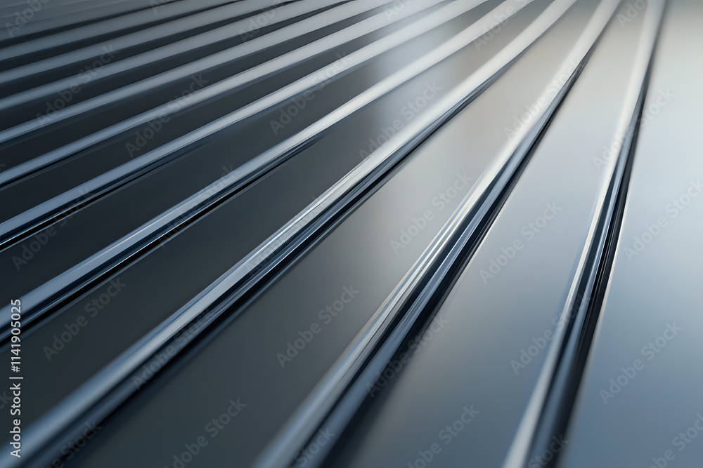 Obraz premium Close Up View of a Brushed Metallic Surface with Fine Horizontal Grooves