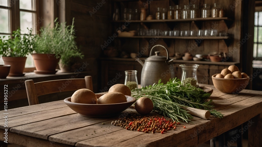 Fototapeta premium still life with herbs and spices