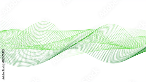 Bright wavy sector abstract background. Abstract green and yellow wavy lines on white background.