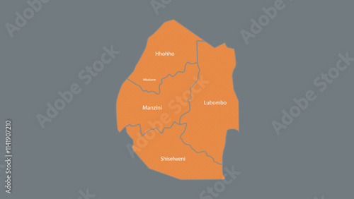 Modern Map of Swaziland with Interactive Features, Flat design Swaziland outline map.