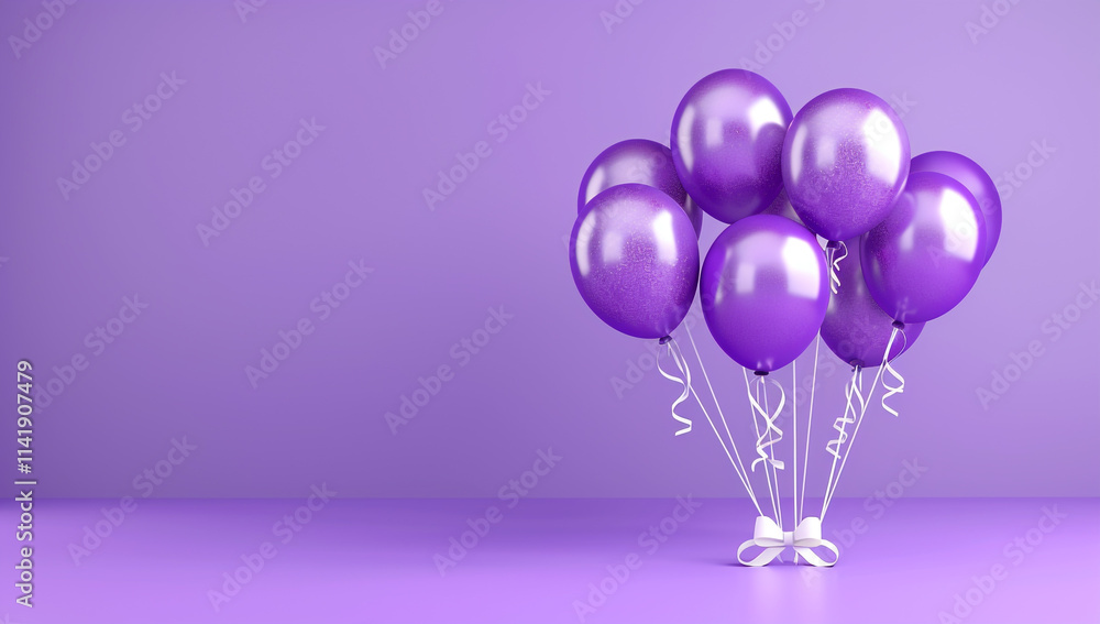 Festive Purple Balloons with White Ribbon for Celebration Festive Purple Balloons with White Ribbon for Celebration