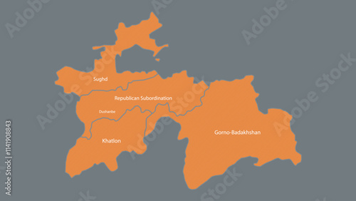 Modern Map of Tajikistan with Interactive Features, Flat design Tajikistan outline map.