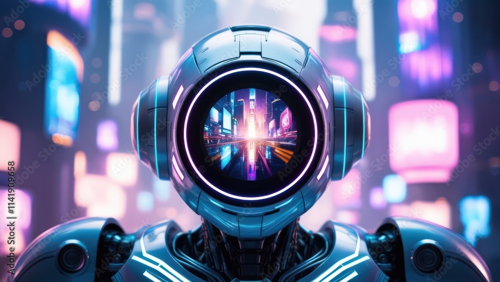 Cyberpunk Cityscape Robot Cyberpunk Cityscape Robot