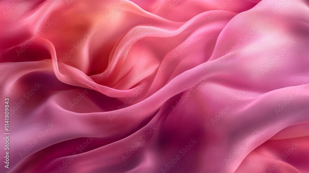 Draped Pink and Peach Silk Fabric Showing Texture and Gradient Draped Pink and Peach Silk Fabric Showing Texture and Gradient