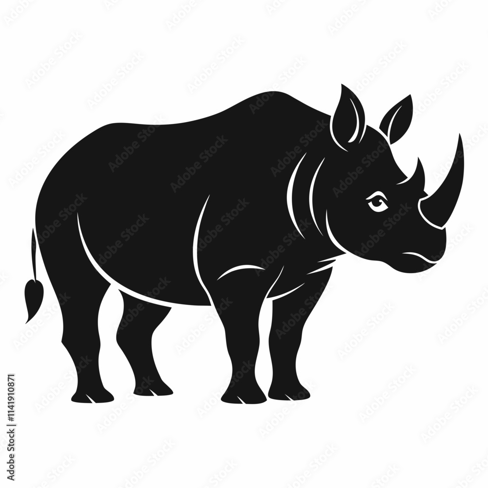 Fototapeta premium Rhino Silhouette Vector, rhino vector graphic wildlife illustration