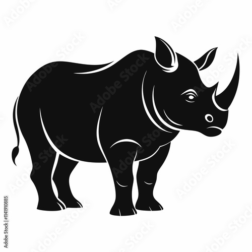 Rhino Silhouette Vector, rhino vector graphic wildlife illustration