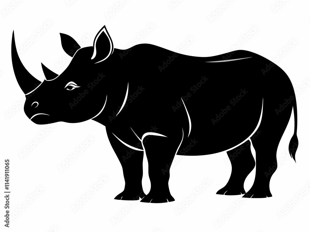 Fototapeta premium Rhino Silhouette Vector, rhino vector graphic wildlife illustration