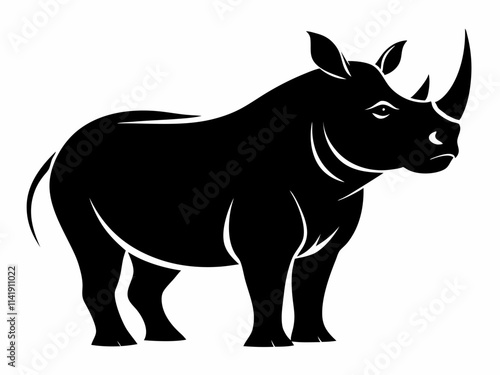 Rhino Silhouette Vector, rhino vector graphic wildlife illustration photo