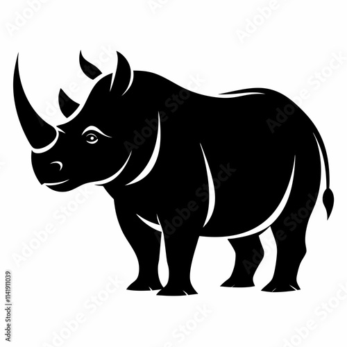 Rhino Silhouette Vector, rhino vector graphic wildlife illustration