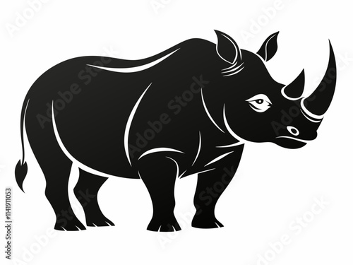 Rhino Silhouette Vector, rhino vector graphic wildlife illustration photo