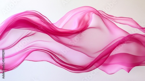 Pink Sheer Fabric Flowing Gracefully in Air