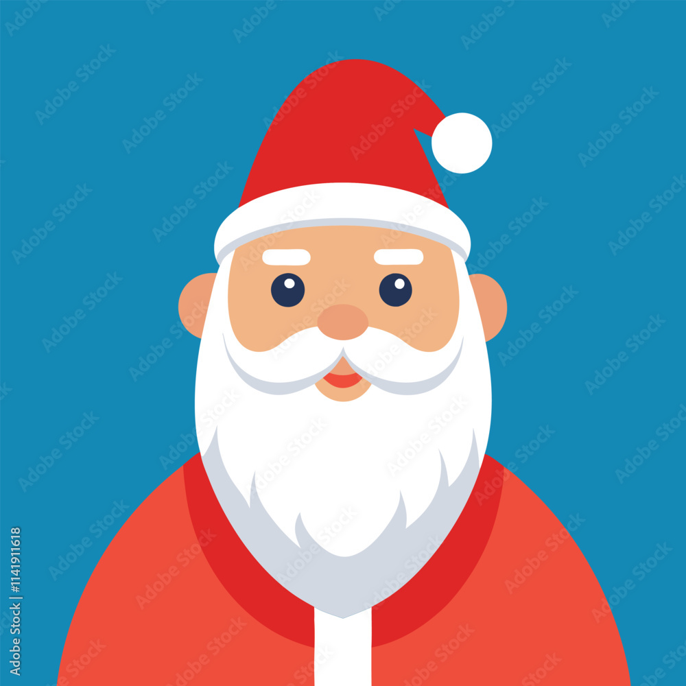 Santa Claus vector illustration features a happy cartoon character with a red hat and beard, carrying a gift bag for the winter holiday celebration Santa Claus vector illustration features a happy cartoon character with a red hat and beard, carrying a gift bag for the winter holiday celebration