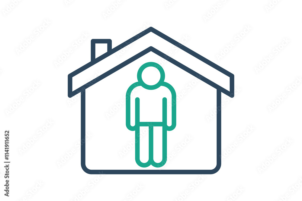 Shelter icon. line icon style. house with people. icon related to donation and charity. donation elements vector illustration Shelter icon. line icon style. house with people. icon related to donation and charity. donation elements vector illustration