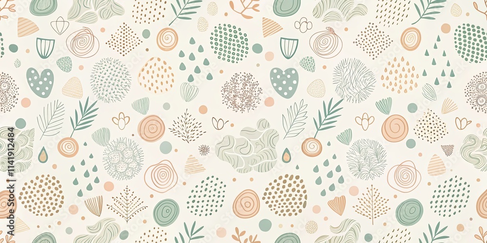 Abstract Nature Inspired Seamless Pattern Design with Organic Shapes and Botanical Elements Abstract Nature Inspired Seamless Pattern Design with Organic Shapes and Botanical Elements