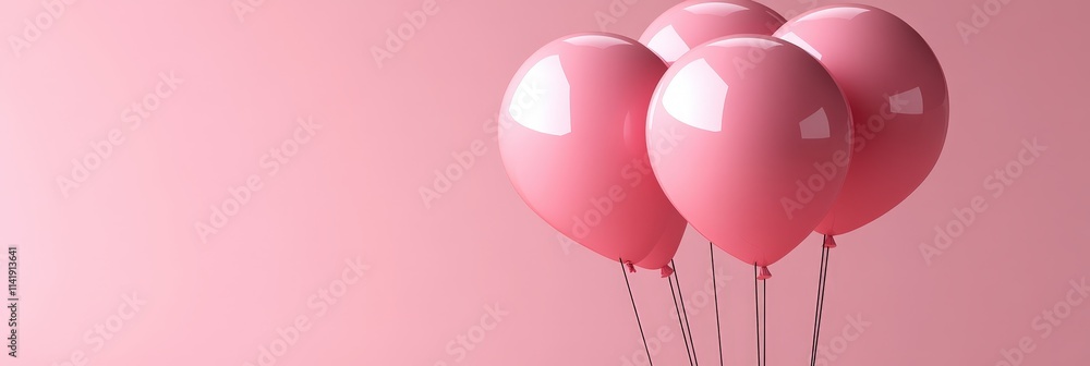 Realistic 3D Pink Balloons with Shiny Surface and Soft Background Ideal for Holiday Celebrations and Festive Occasions Realistic 3D Pink Balloons with Shiny Surface and Soft Background Ideal for Holiday Celebrations and Festive Occasions