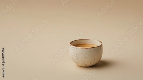 Wallpaper Mural Cozy cup of warm beverage on minimalist beige background Torontodigital.ca