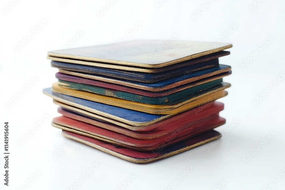 Pack of playing cards stacked on white background Pack of playing cards stacked on white background