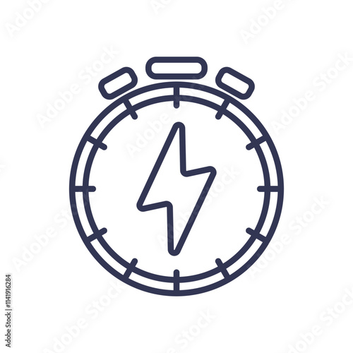 Stopwatch with lightning bolt symbolizes quick, efficient action.