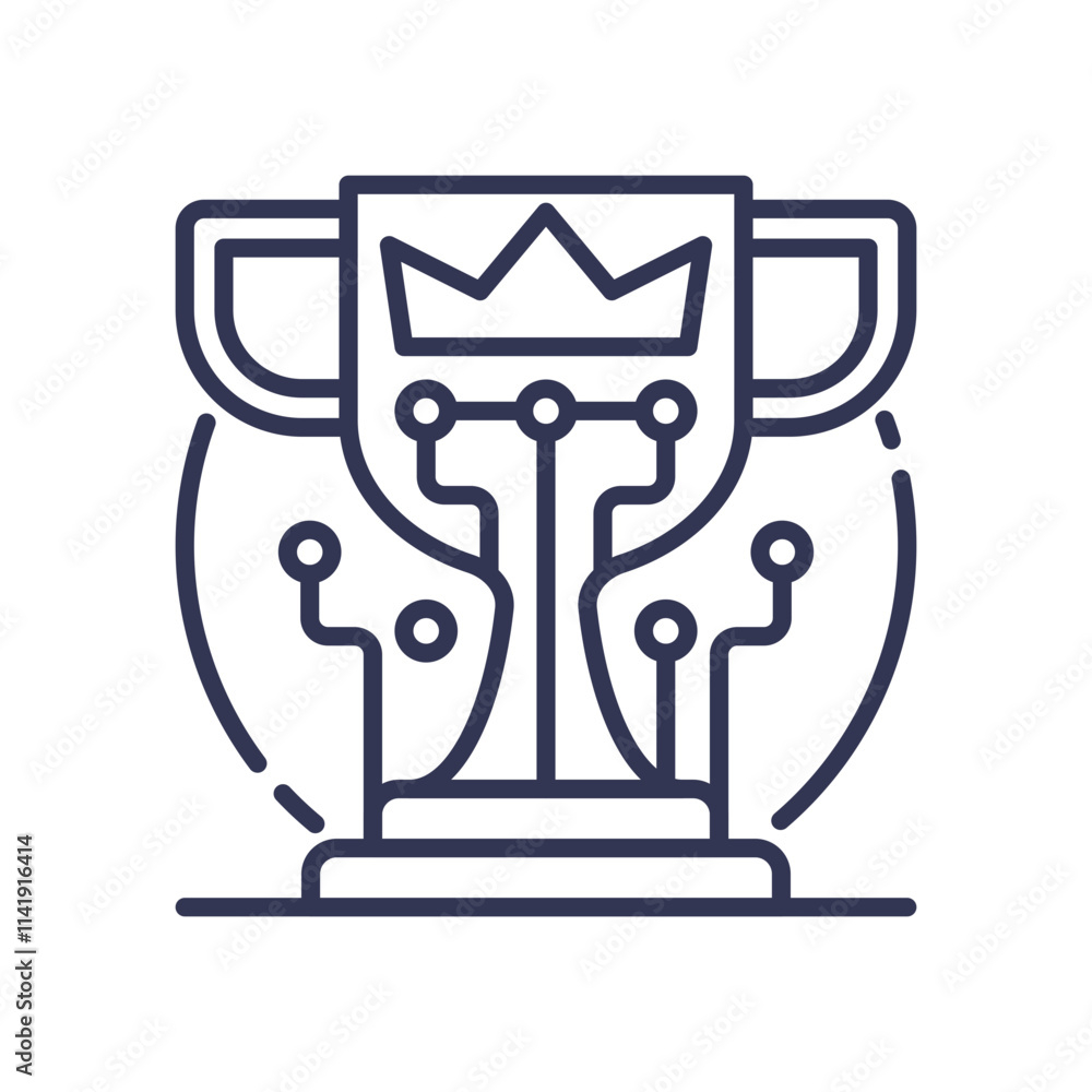 Trophy with circuit design symbolizes tech-driven success.