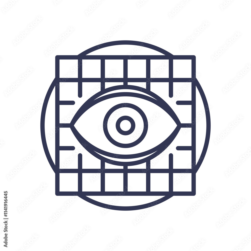 An eye symbol over a grid, representing gaze interaction technology. An eye symbol over a grid, representing gaze interaction technology.