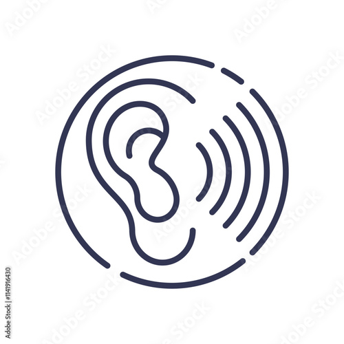 Ear with sound waves symbolizing auditory accessibility.