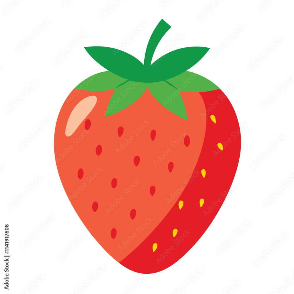 Obraz premium A ripe red strawberry, a delicious and healthy fruit, isolated on a fresh white background