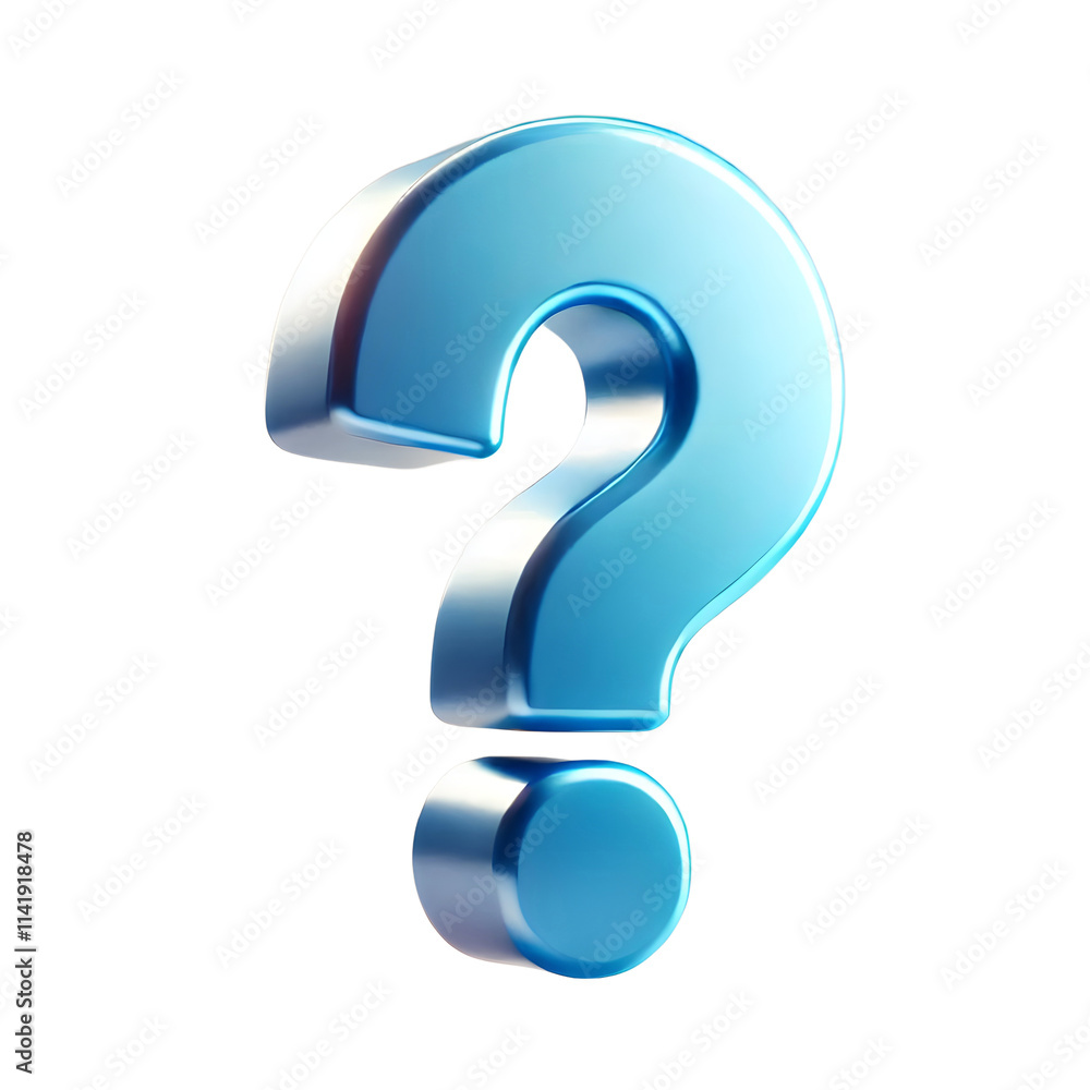 3D Blue Question Mark Icon, featuring a polished and glossy finish and modern design on a Transparent Background 3D Blue Question Mark Icon, featuring a polished and glossy finish and modern design on a Transparent Background