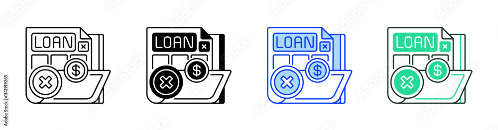 Rejected Loan Line Icon. linear style sign for mobile concept and web design. Outline vector icon. Rejected Loan Line Icon. linear style sign for mobile concept and web design. Outline vector icon.