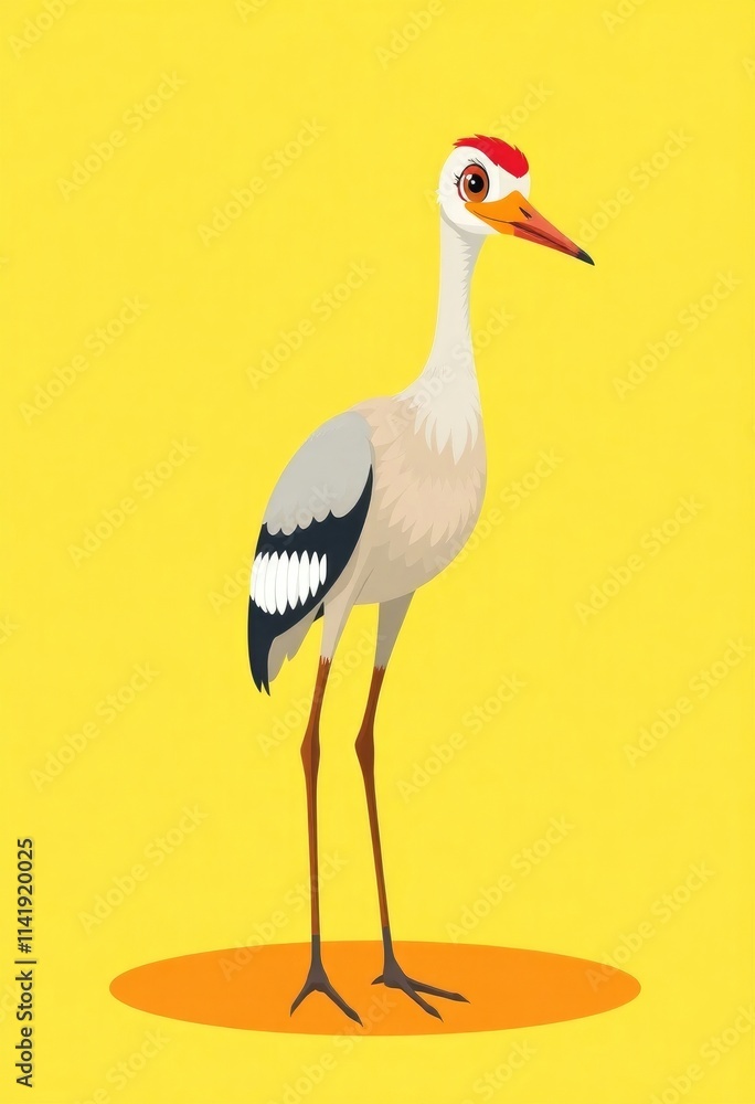 Adorable Sandhill Crane Cartoon Flashcards Clipart Isolated on Soft Vibrant Color Background. Suitable for animal flashcard, alphabet flashcards, Montessori Flashcards Adorable Sandhill Crane Cartoon Flashcards Clipart Isolated on Soft Vibrant Color Background. Suitable for animal flashcard, alphabet flashcards, Montessori Flashcards