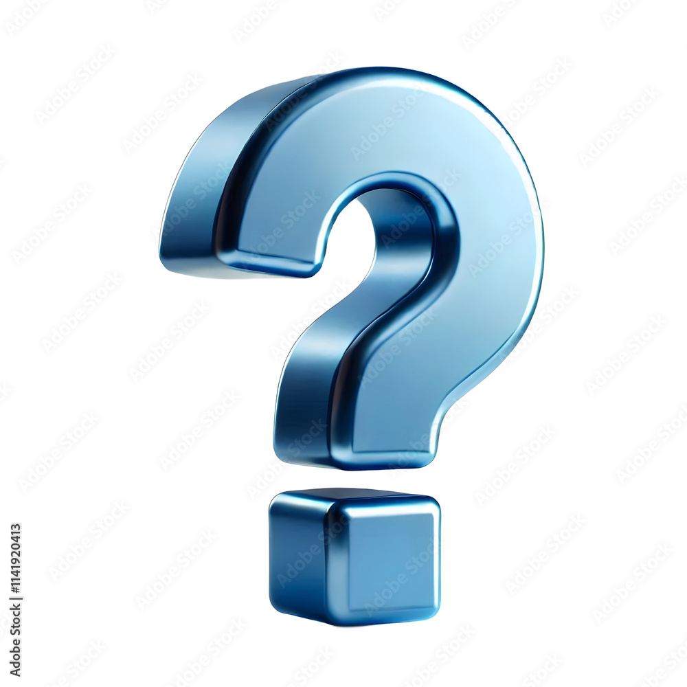 3D Blue Question Mark Icon, featuring a polished and glossy finish and modern design on a Transparent Background 3D Blue Question Mark Icon, featuring a polished and glossy finish and modern design on a Transparent Background
