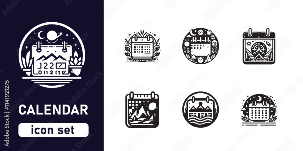 Obraz premium calendar icon set