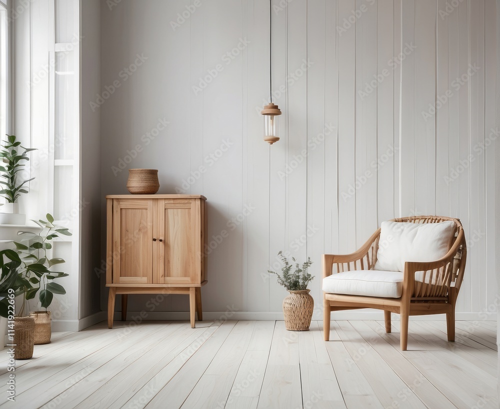 Light Wood Room Decor Featuring Chair And Cabinet Light Wood Room Decor Featuring Chair And Cabinet