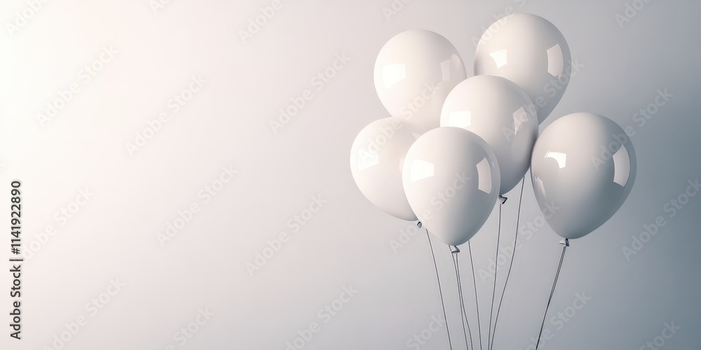 Realistic 3D White Balloons Floating in an Elegant Background for Holiday Celebrations and Creative Projects Realistic 3D White Balloons Floating in an Elegant Background for Holiday Celebrations and Creative Projects