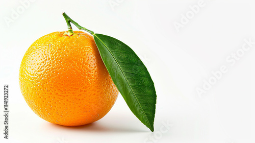 Orange fruits with leaf isolated on white background