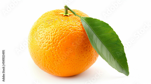 Orange fruits with leaf isolated on white background