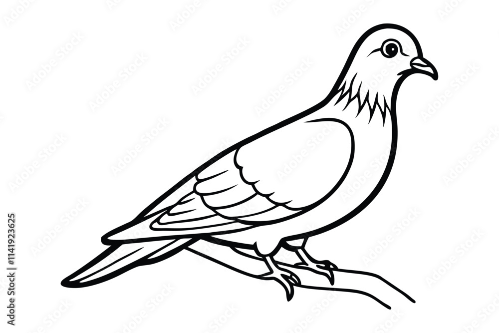 Naklejka premium A pigeon line art vector illustration.eps