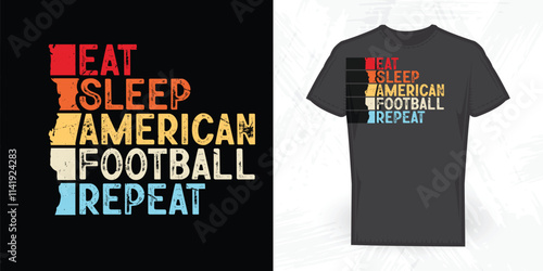 Eat Sleep American Football Repeat Funny American Football Player Vintage Soccer T-shirt Design