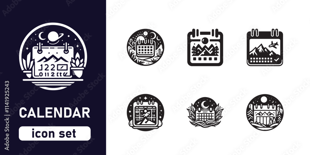Obraz premium calendar icon set