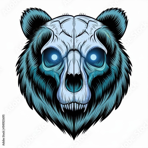 Glowing Eyed Bear Skull Illustration Graphic Art photo