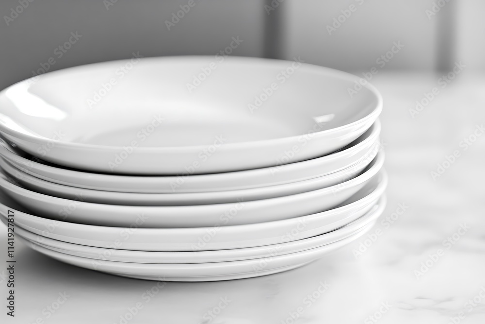 Stack of clean white plates with no design Stack of clean white plates with no design