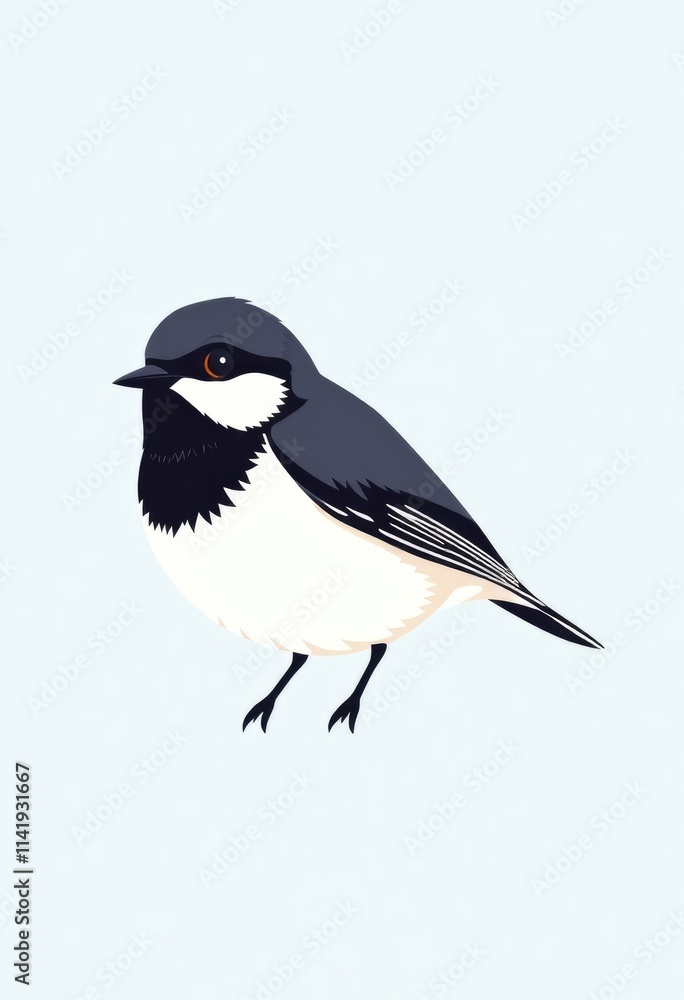 Adorable Kittiwake Cartoon Flashcards Clipart Isolated on Soft Vibrant Color Background.  Suitable for animal flashcard, alphabet flashcards, Montessori Flashcards