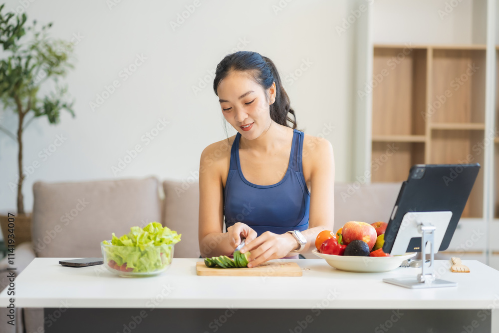 Fit woman enjoys healthy fruit breakfast after yoga training. fitness, nutrition, healthy lifestyle. Fit woman enjoys healthy fruit breakfast after yoga training. fitness, nutrition, healthy lifestyle.