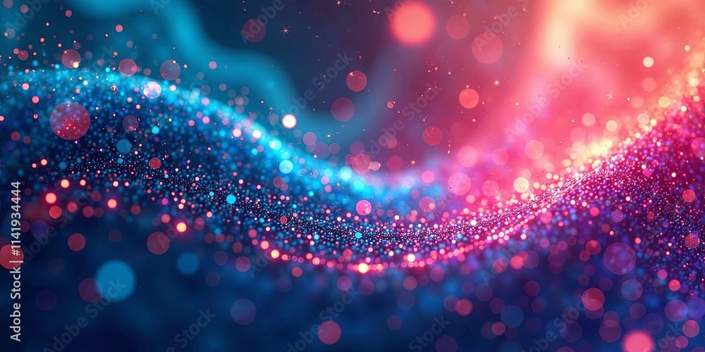 Abstract Shimmering Particles in Vibrant Hues, Flowing Dynamically Across a Dark Background Abstract Shimmering Particles in Vibrant Hues, Flowing Dynamically Across a Dark Background