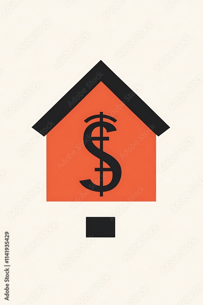 Illustration of house icon within a dollar symbol on a plain background Illustration of house icon within a dollar symbol on a plain background